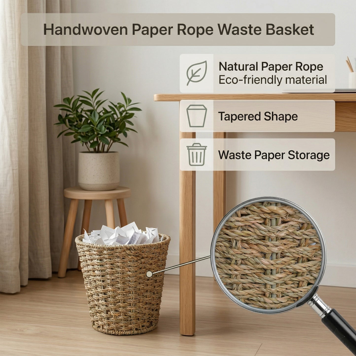 Seagrass Waste Paper Bin