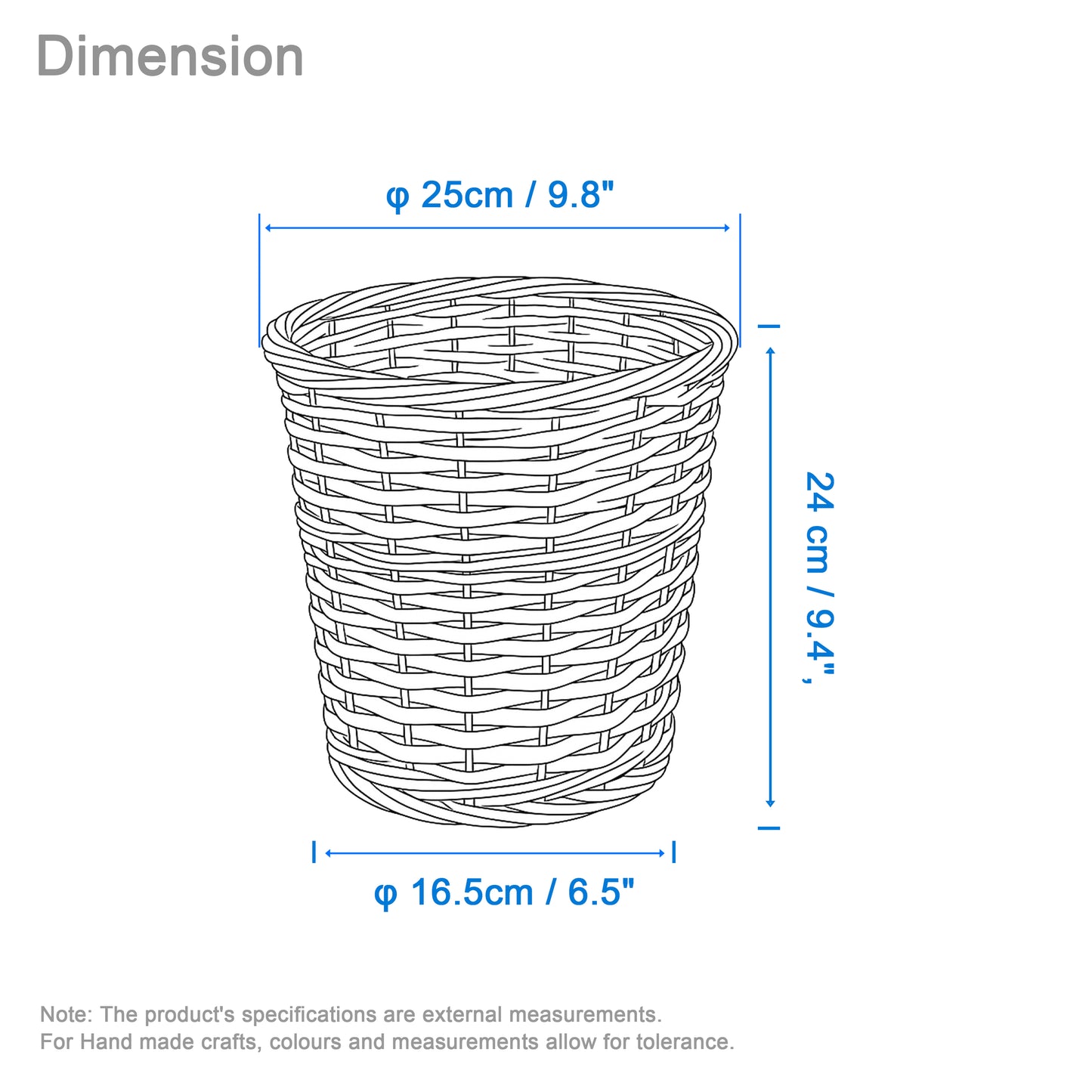 Brown Wicker Waste Paper Bin