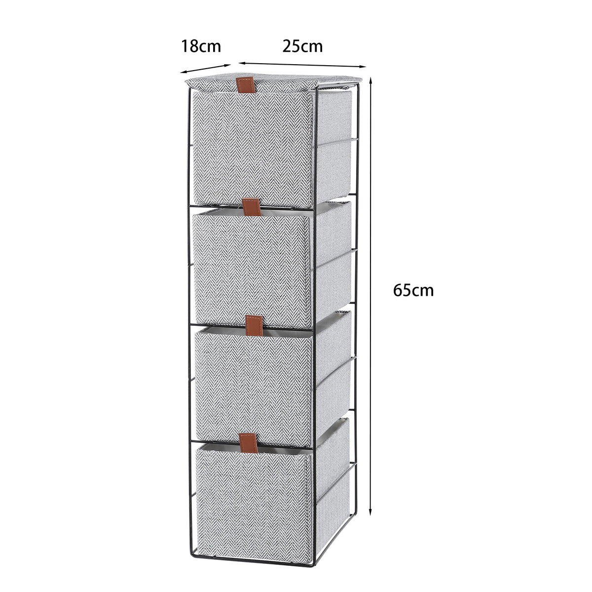 Grey Cotton 4 Drawers Storage Unit