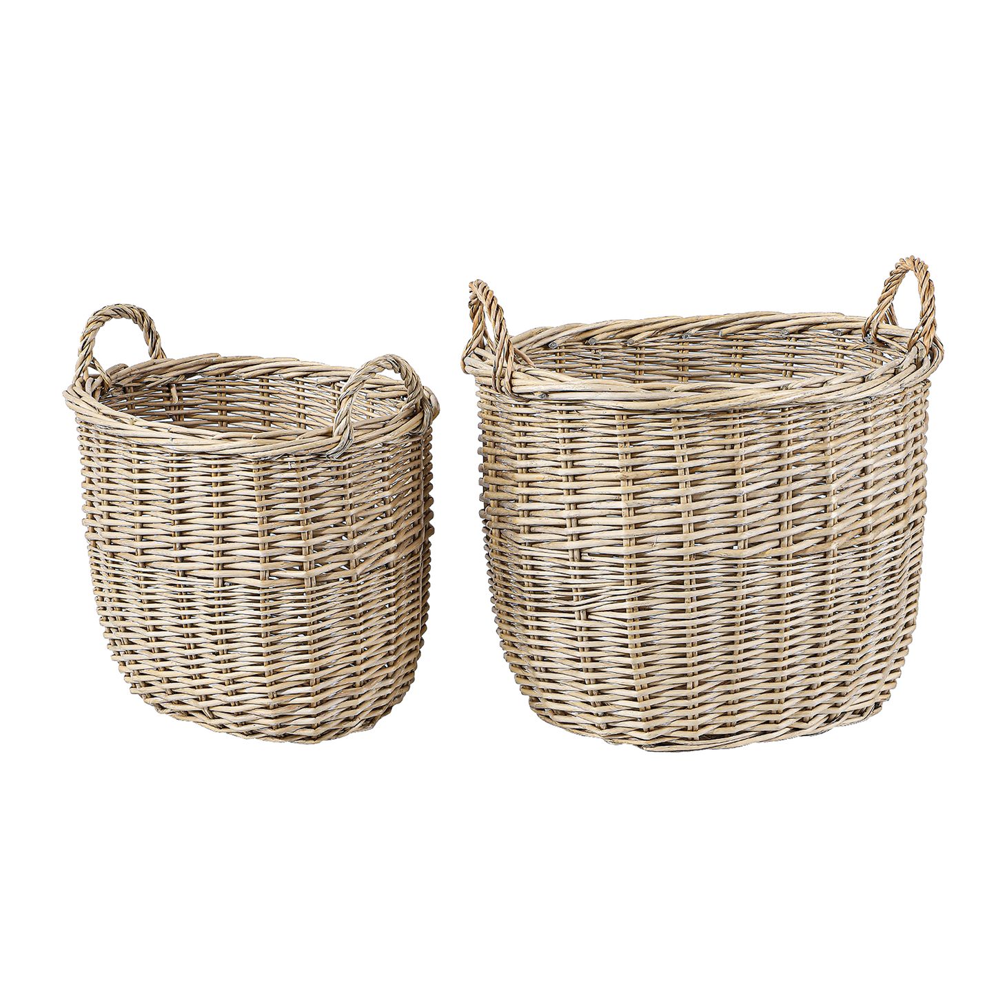Antique Wash Oval Wicker Storage Basket - 2 Sizes