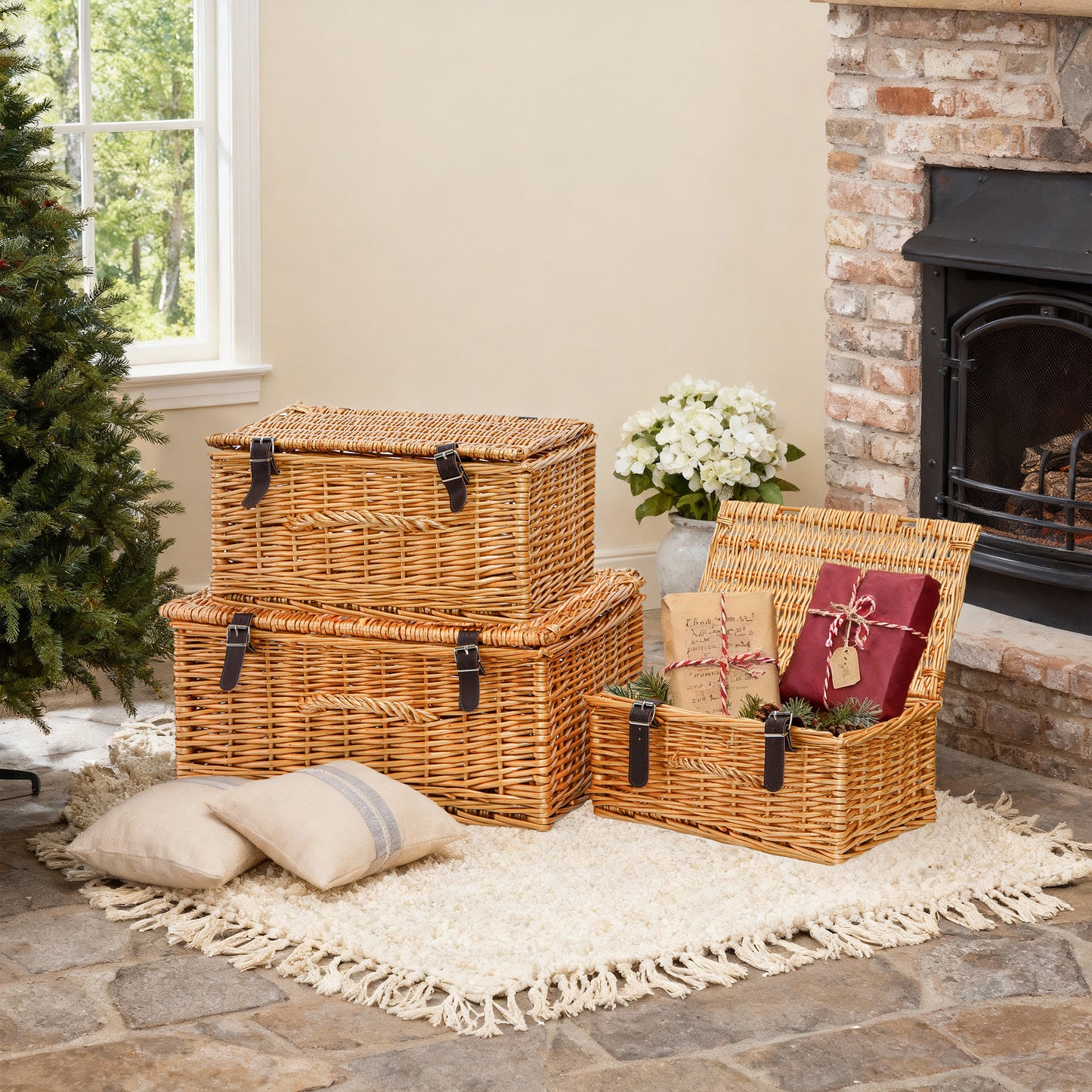Light Steamed Wicker Storage Hamper Basket - 3 Sizes