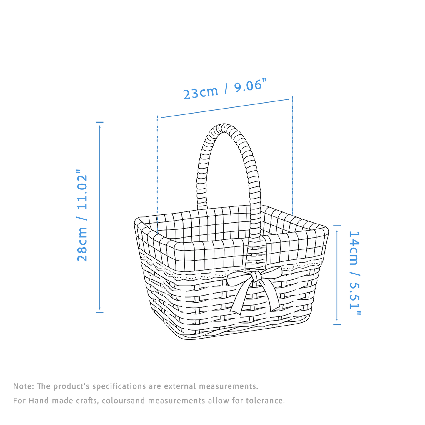 Square Easter Basket with Pink Checked Lining