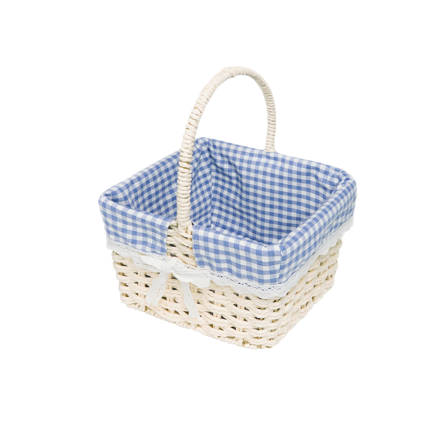 Square Easter Basket with Blue Checked Lining