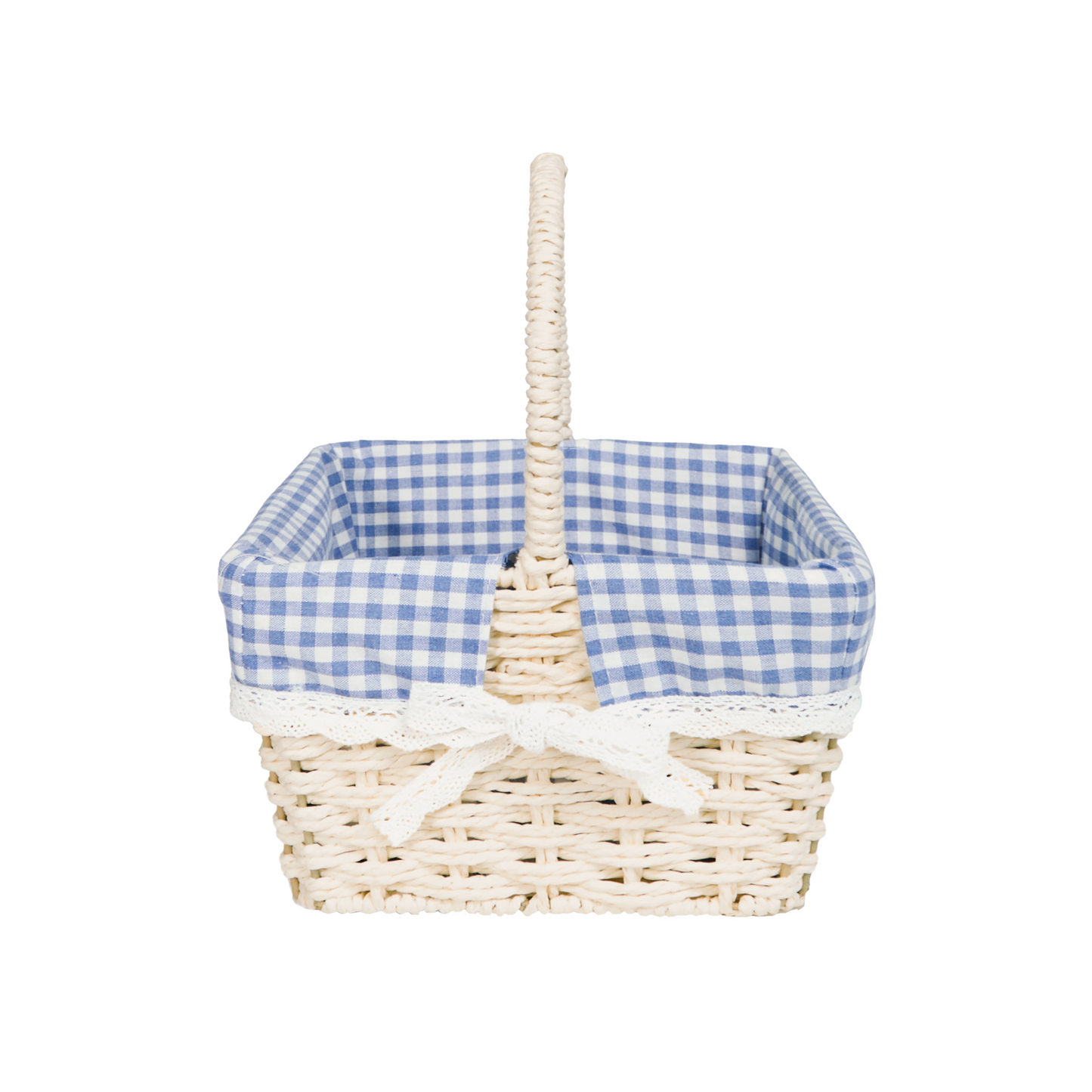 Square Easter Basket with Blue Checked Lining