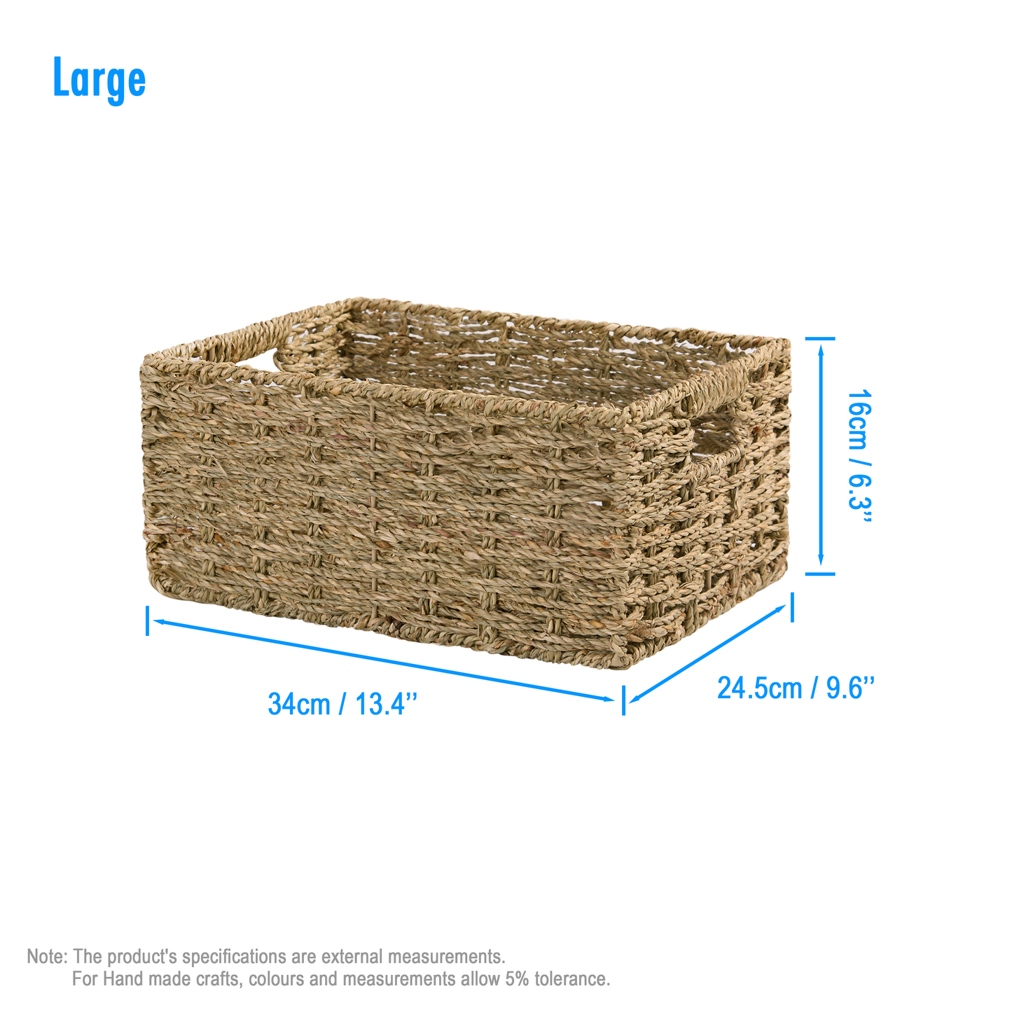 Seagrass Storage Basket with Handle - 2 Sizes