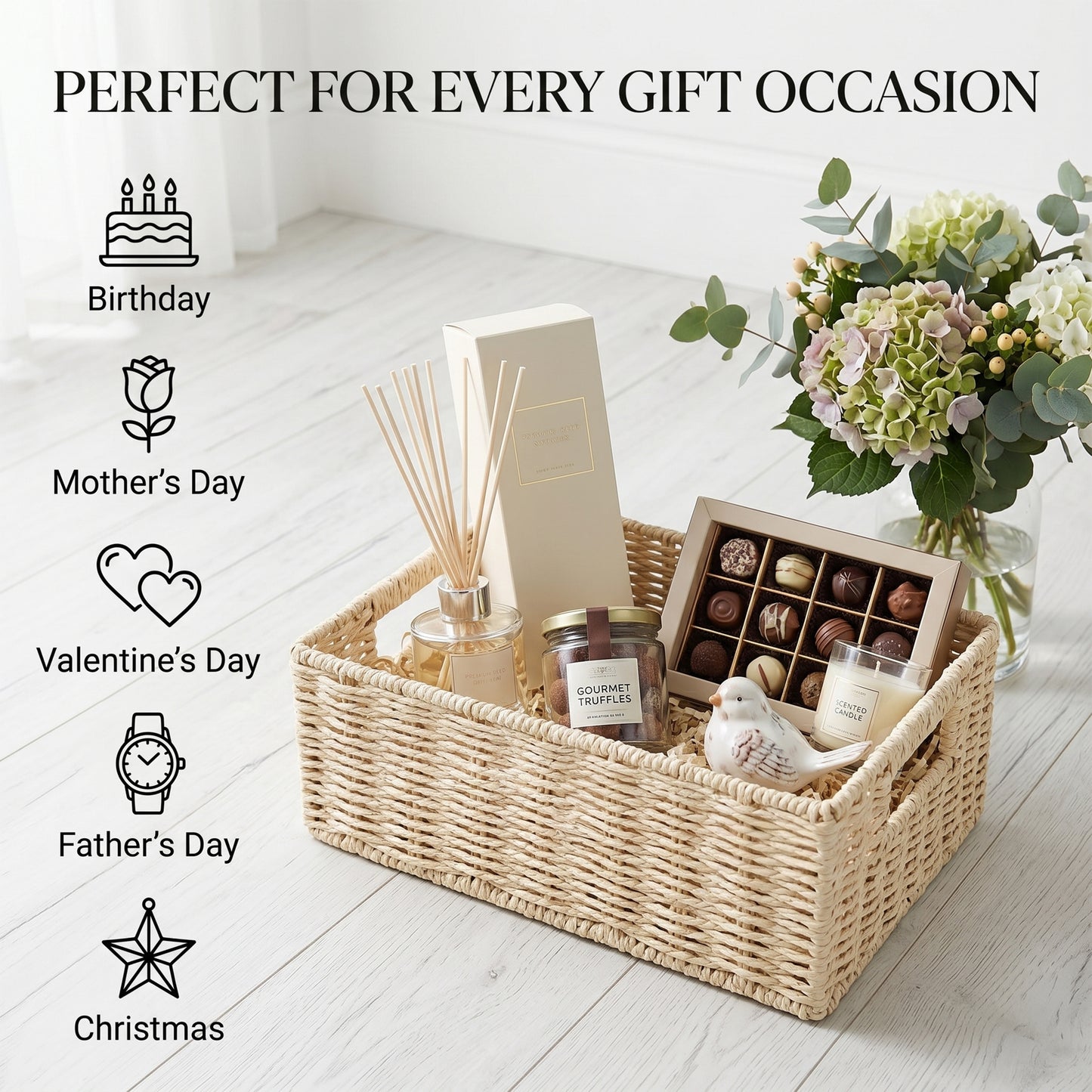 Beige Paper Rope Storage Basket with Handle- 3 Sizes