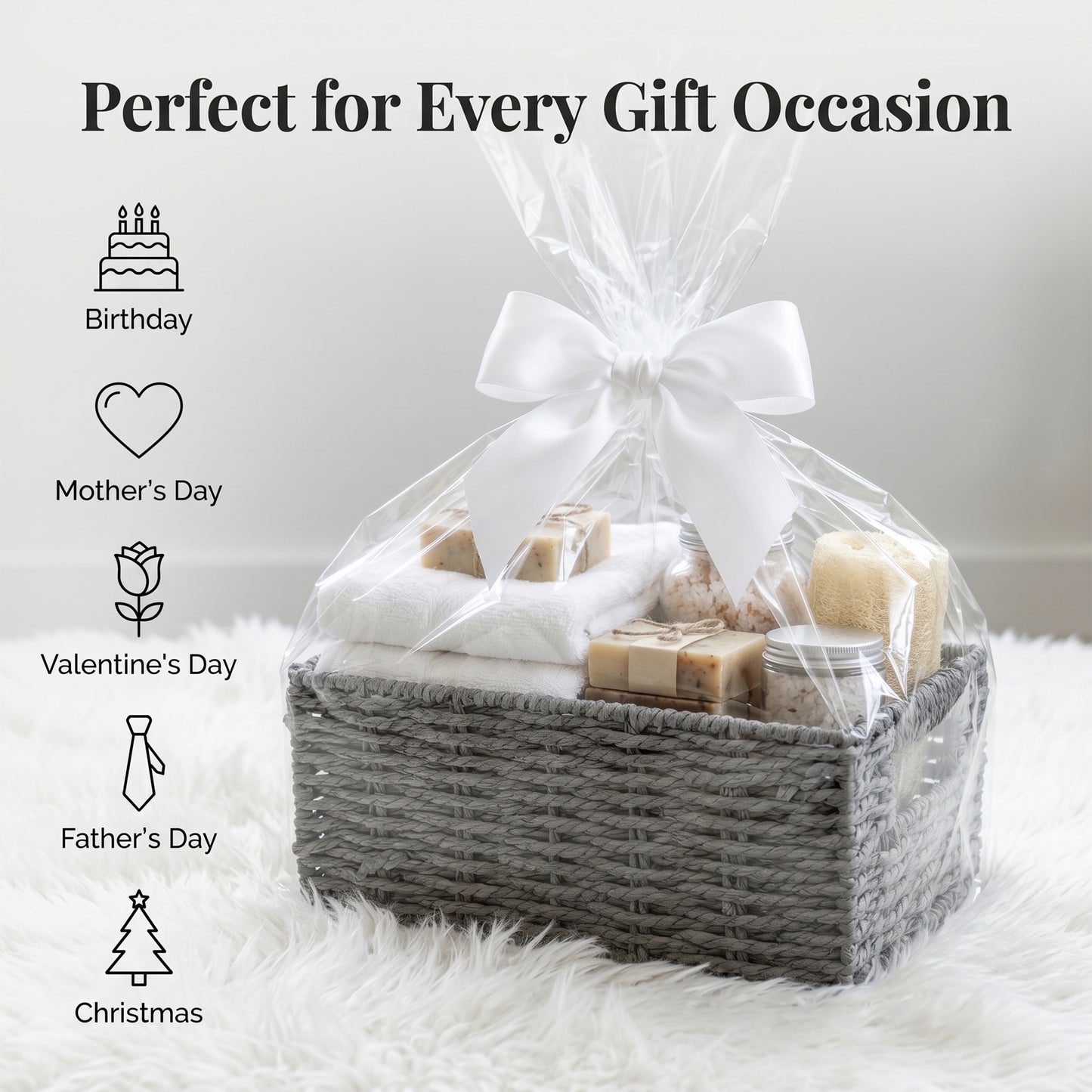 Grey Paper Rope Storage Basket with Handle- 3 Sizes