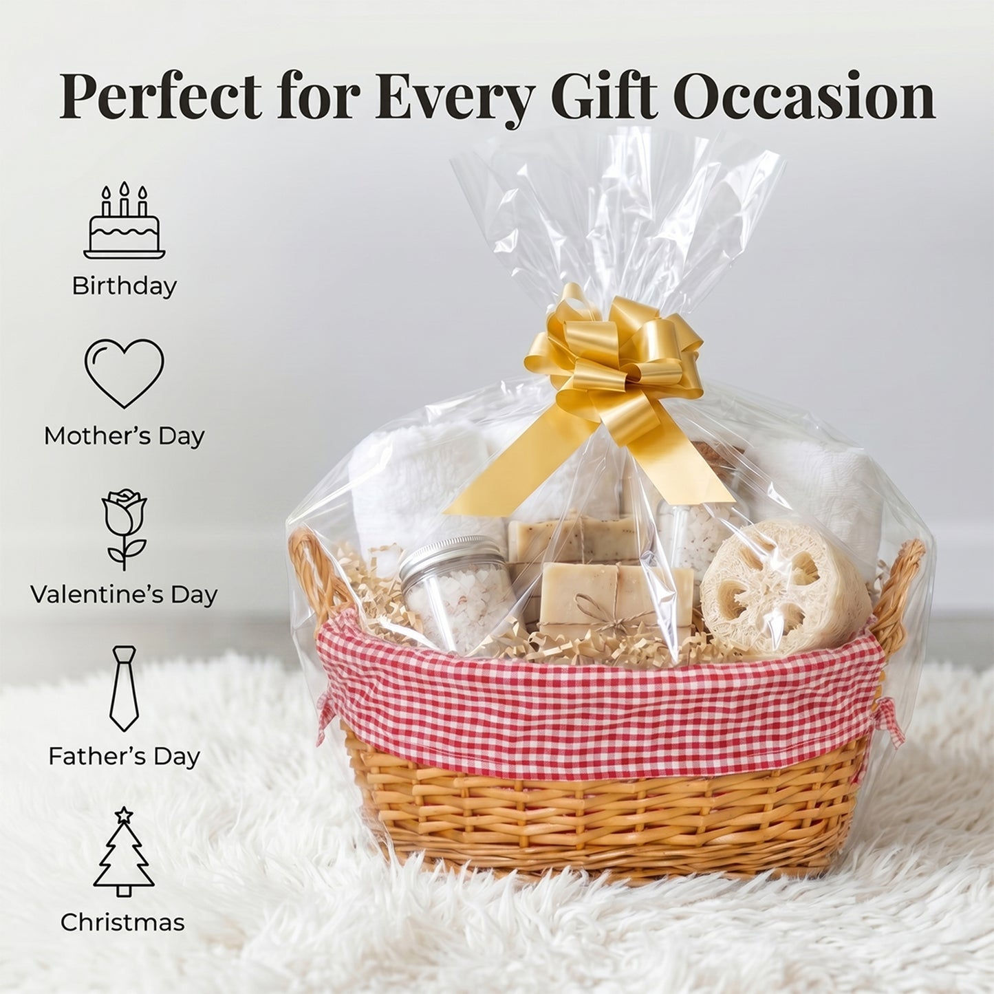 Light Steamed Oval Wicker Basket with Checked Lining