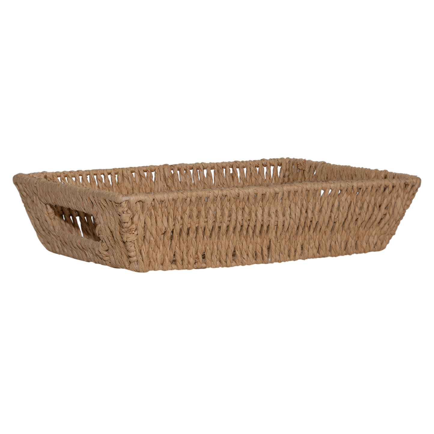 Paper Rope Hamper Basket Tray with Handle - Grey / White / Beige