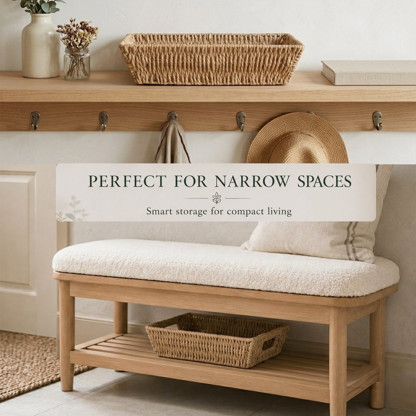 Paper Rope Hamper Basket Tray with Handle - Grey / White / Beige