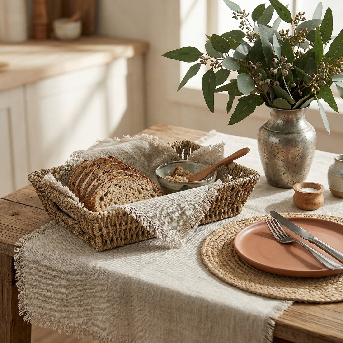 Seagrass Hamper Basket Tray with Handle