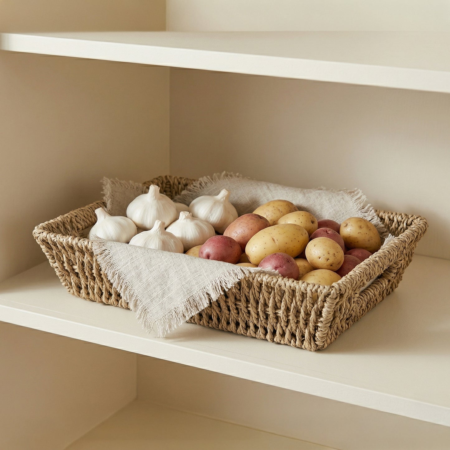 Seagrass Hamper Basket Tray with Handle