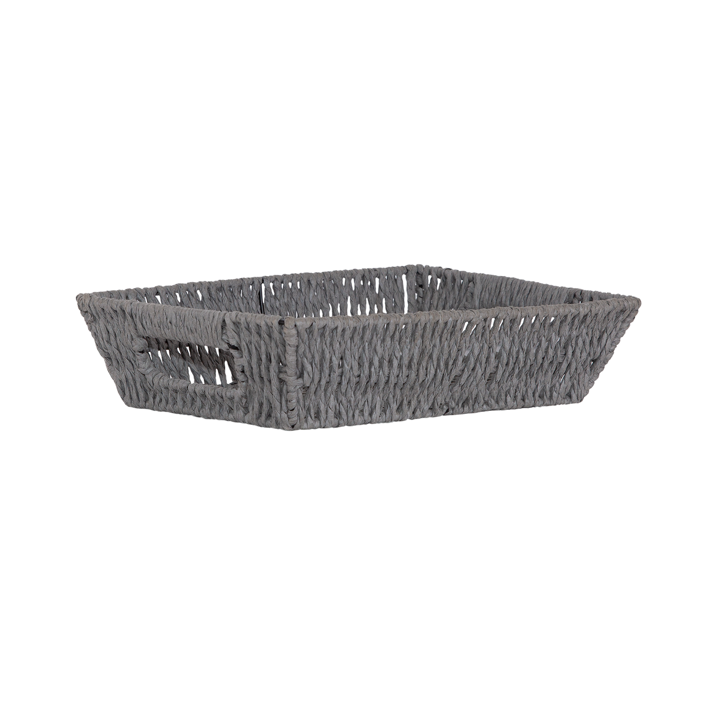 Paper Rope Hamper Basket Tray with Handle - Grey / White