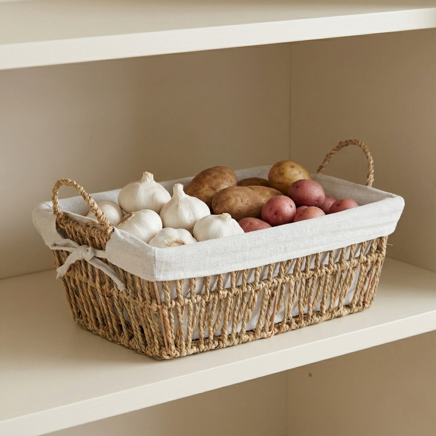 Storage Hamper Basket with Handle - Seagrass / Paper Rope