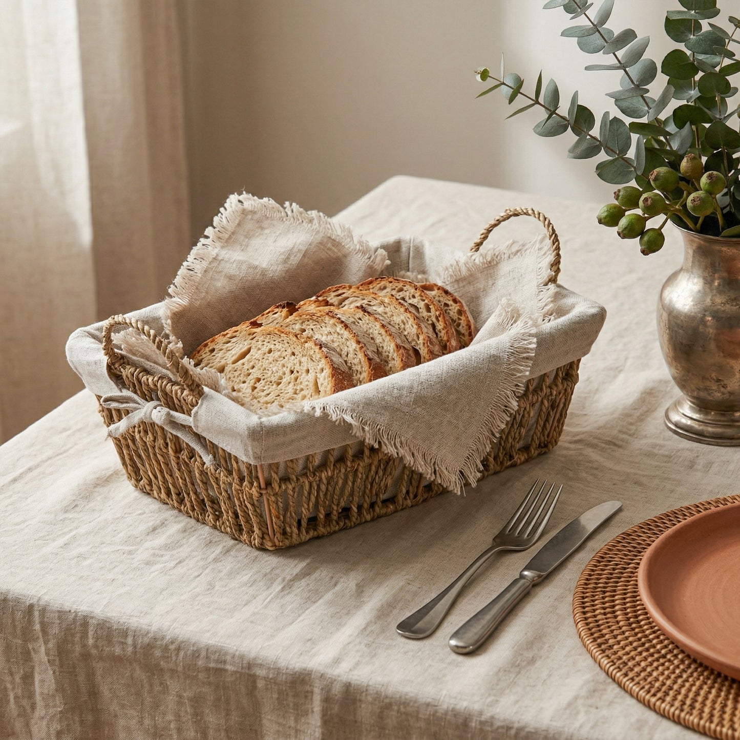 Storage Hamper Basket with Handle - Seagrass / Paper Rope