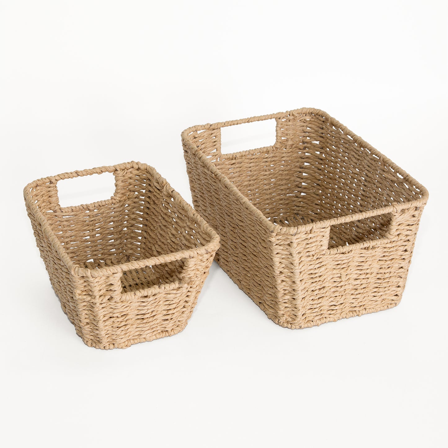 Paper Rope Storage Basket with Handle Set 2