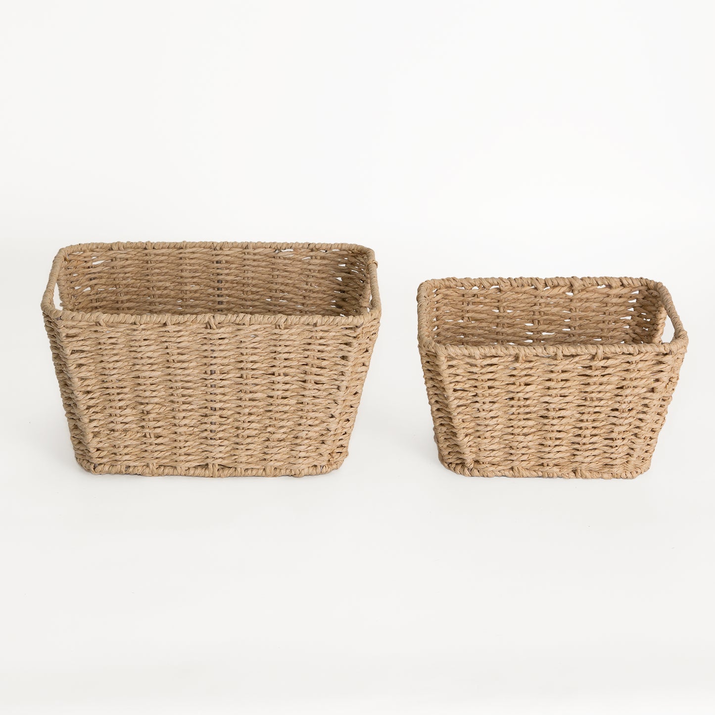 Paper Rope Storage Basket with Handle Set 2