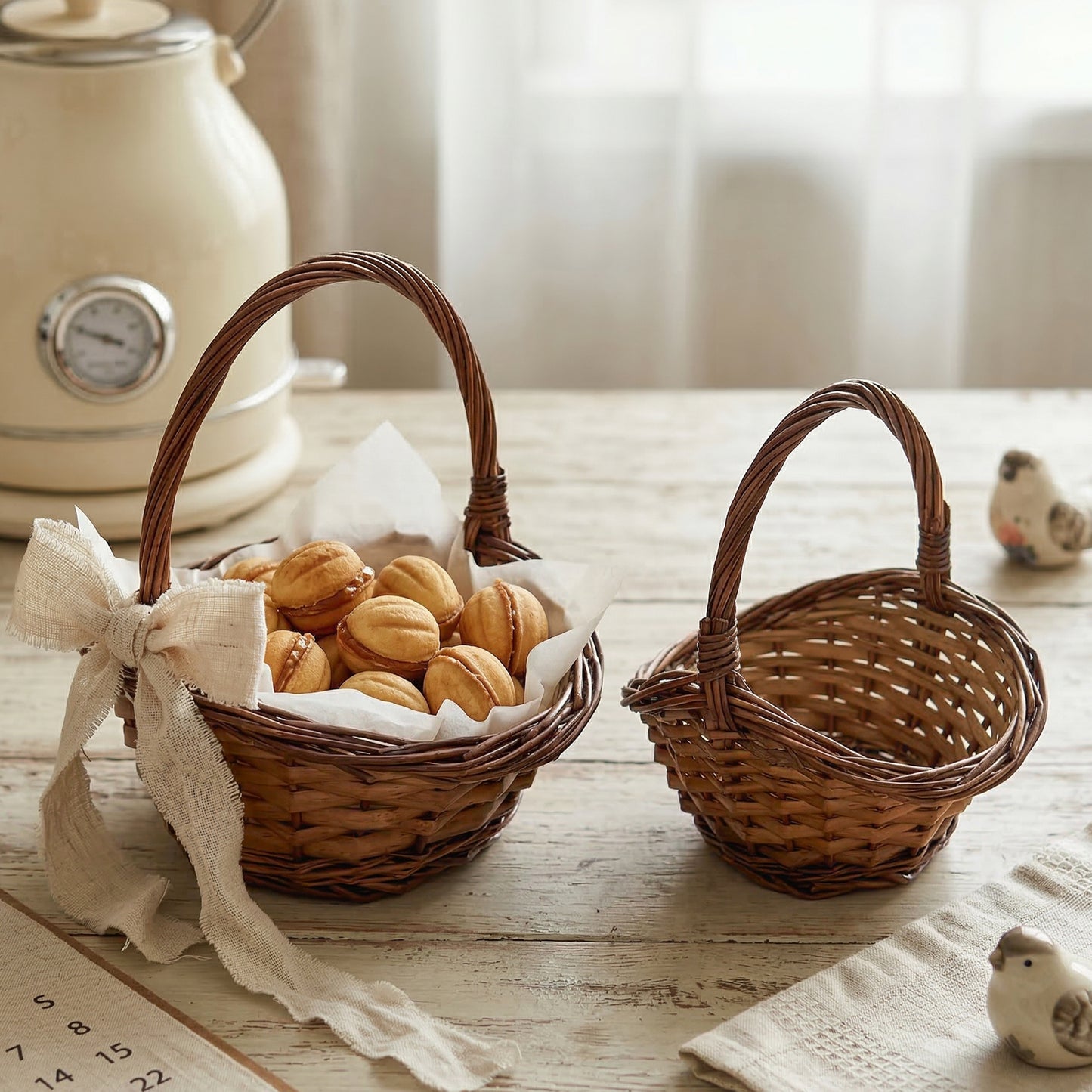 Small Dould Steamed Wicker Shopper Basket Set 2