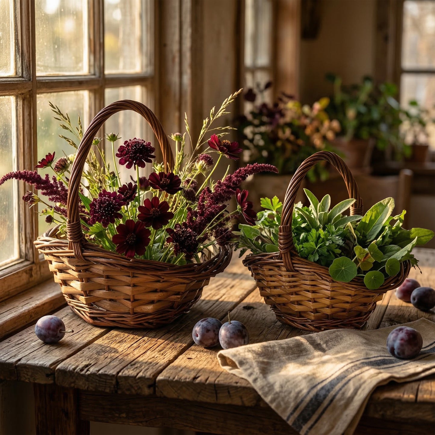 Small Dould Steamed Wicker Shopper Basket Set 2