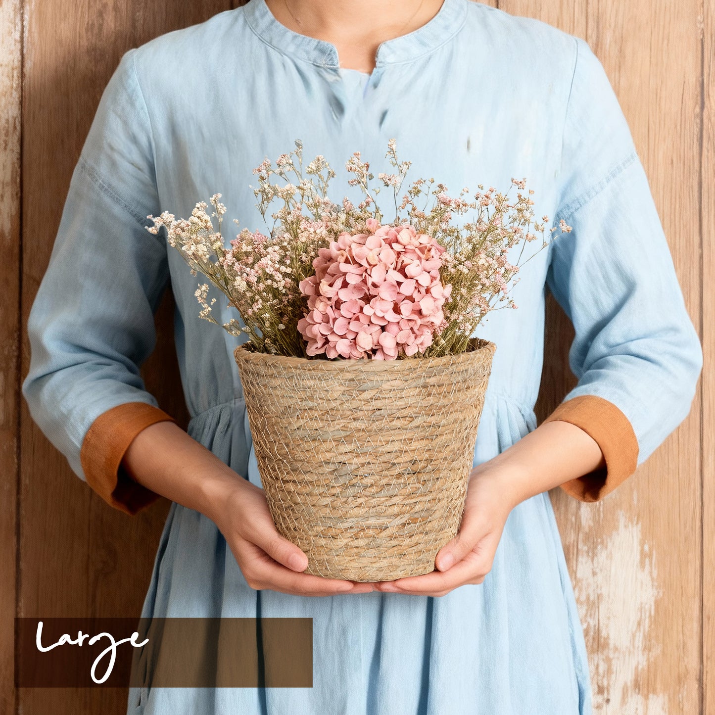 Seagrass Woven Basket Planter Set 2