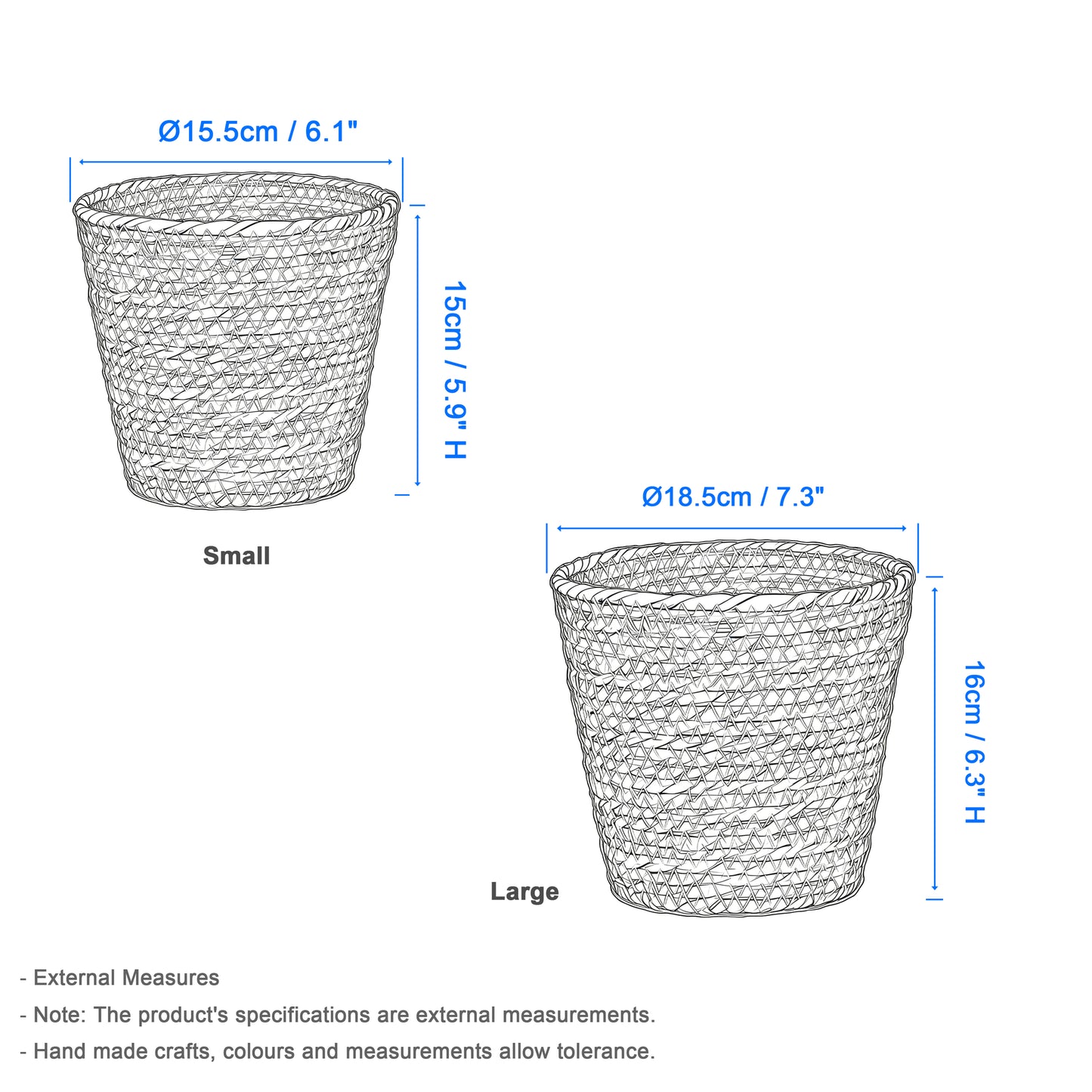 Seagrass Woven Basket Planter Set 2
