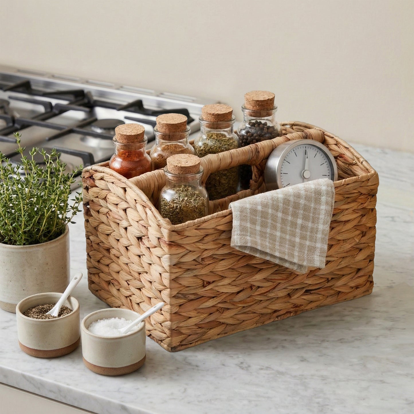 Water Hyacinth Magazine Rack with Handle