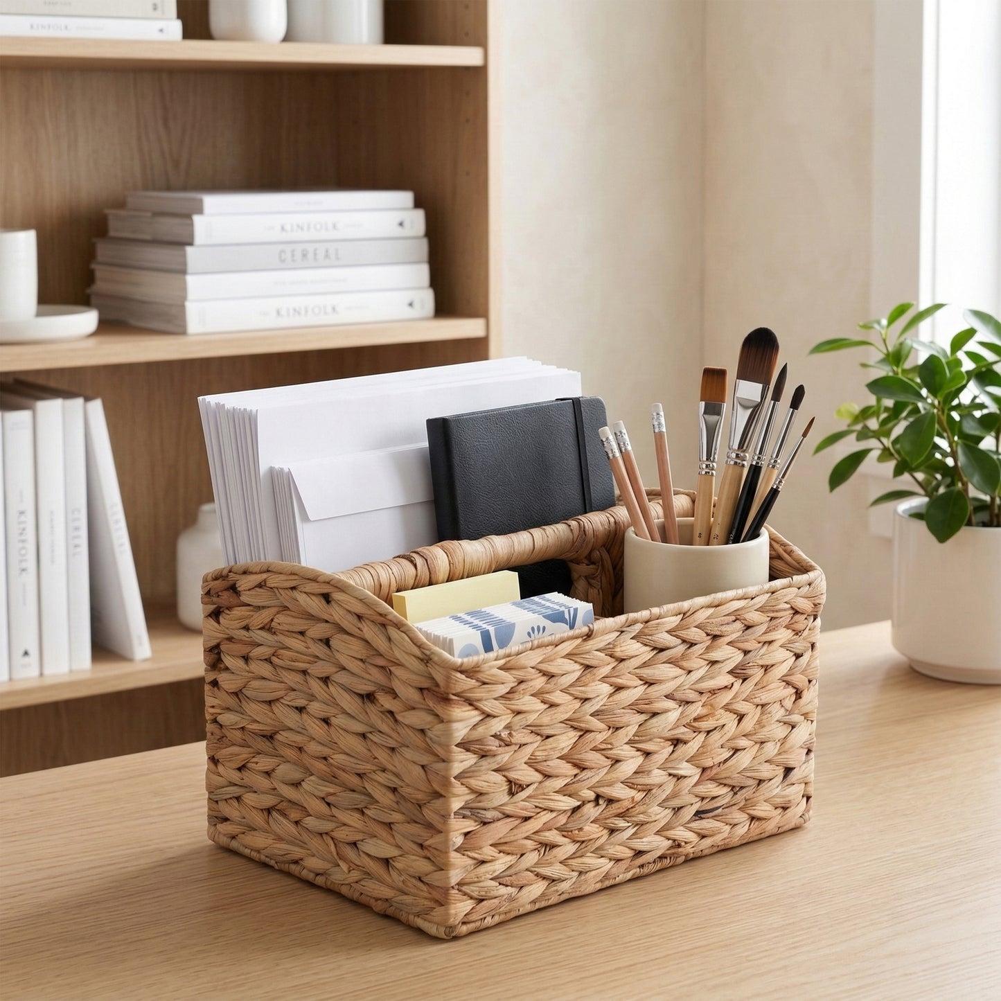 Water Hyacinth Magazine Rack with Handle