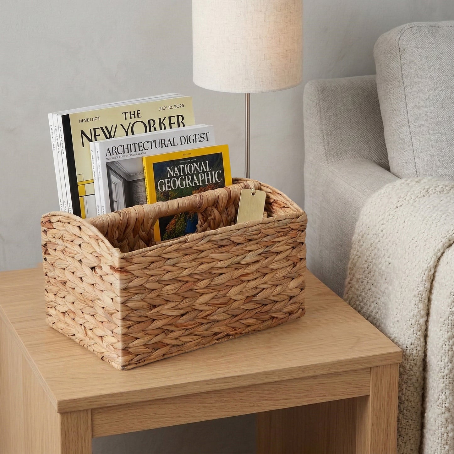 Water Hyacinth Magazine Rack with Handle