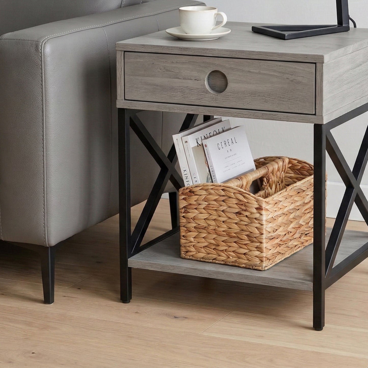 Water Hyacinth Magazine Rack with Handle