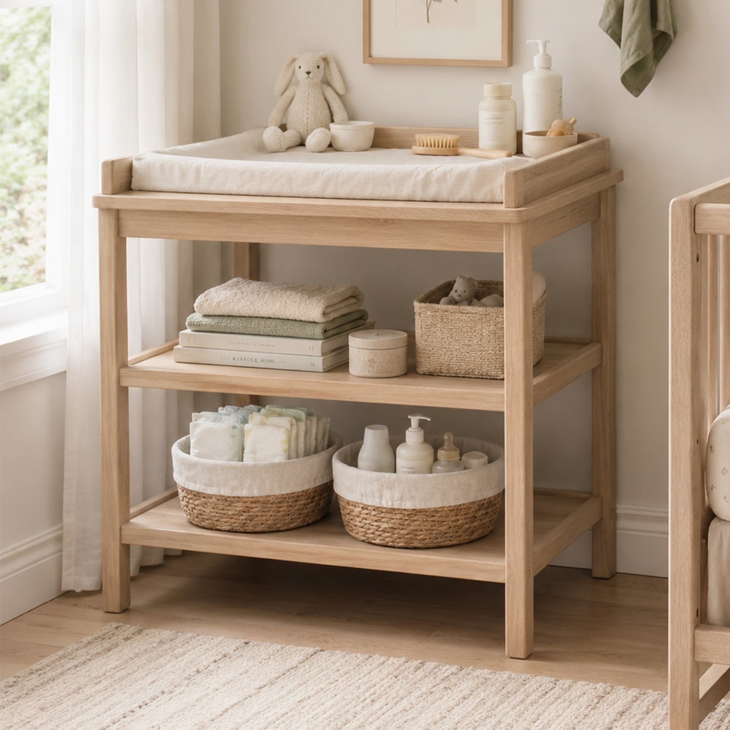 Round Seagrass Storage Basket with Lining Set 2