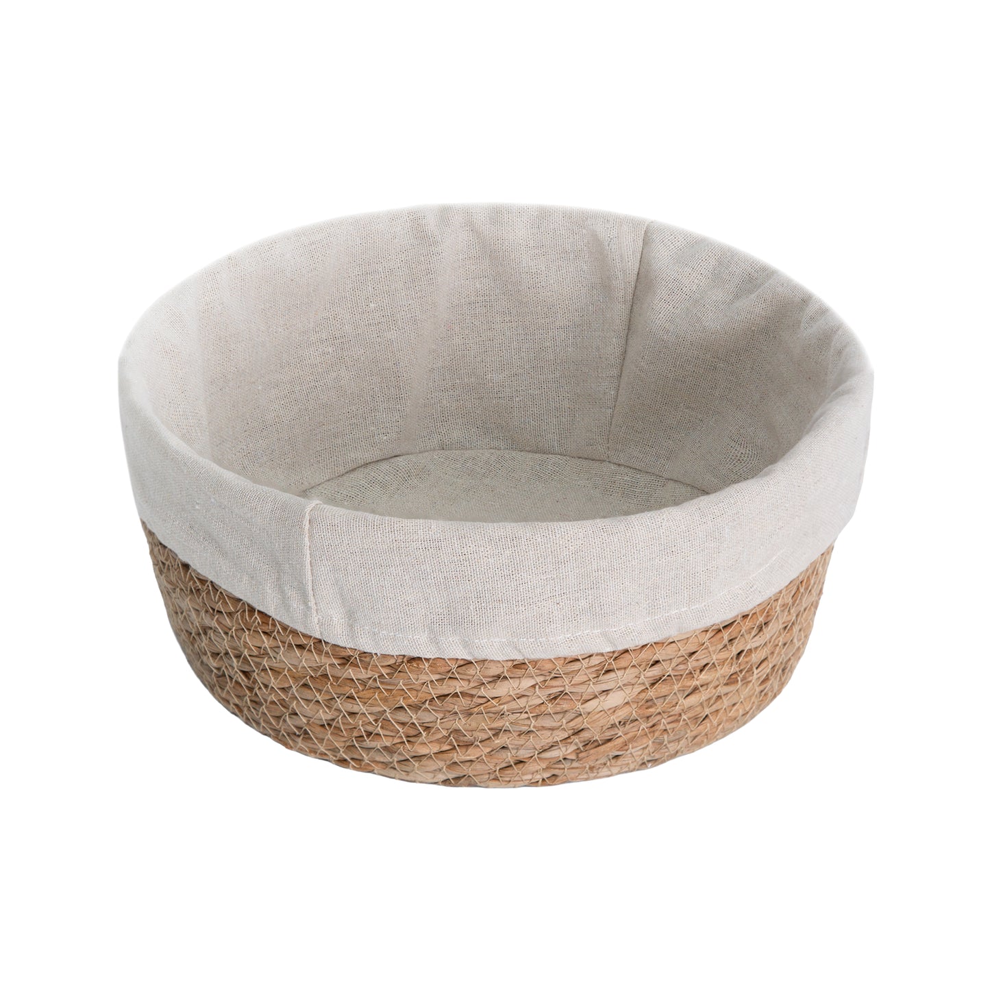 Round Seagrass Storage Basket with Lining Set 2