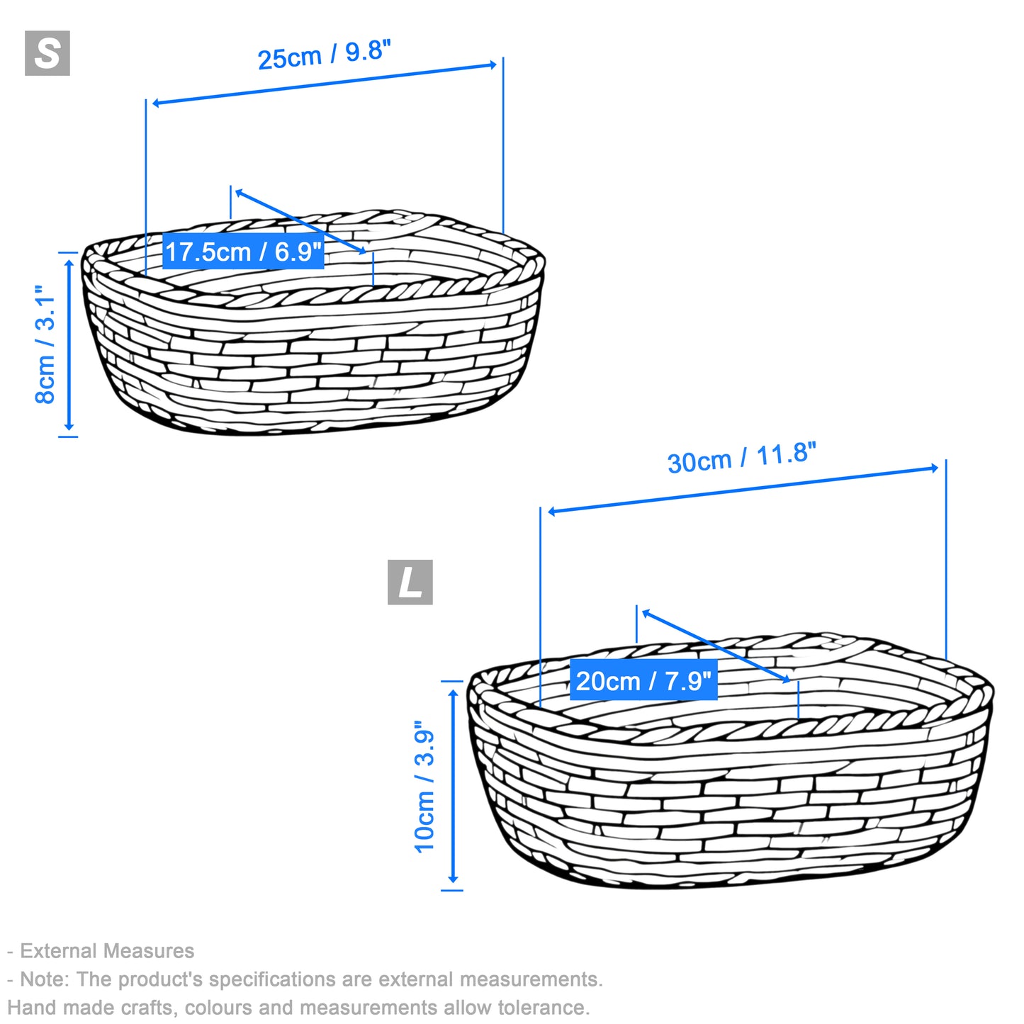 Seagrass Woven Storage Basket Set 2