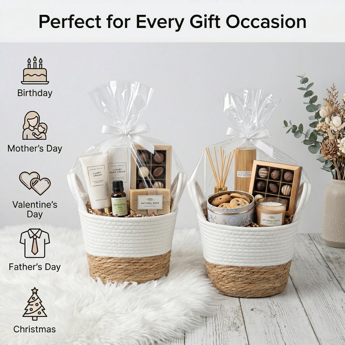 Seagrass & Cotton Rope Woven Basket Planter with Handle