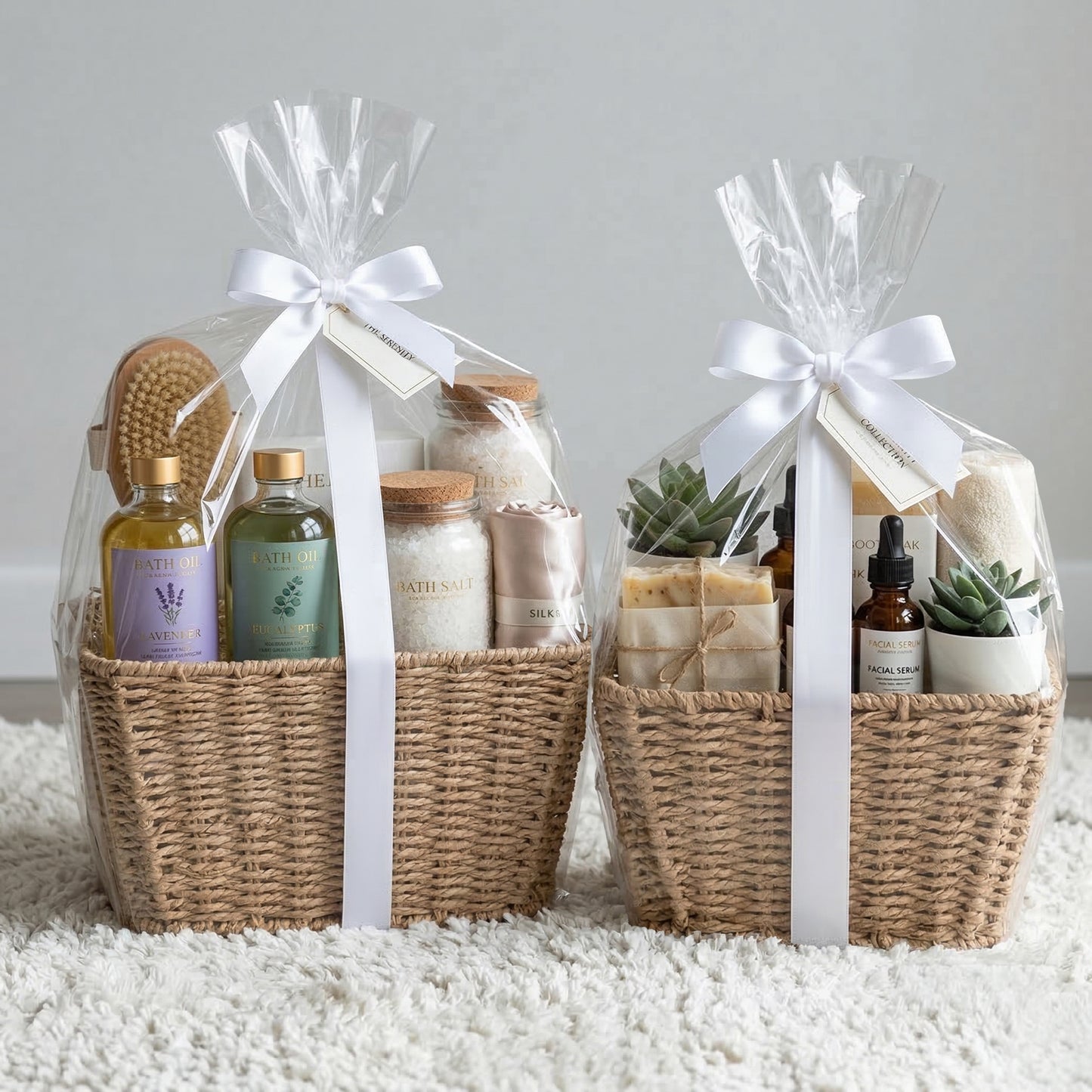 Paper Rope Storage Basket with Handle Set 2