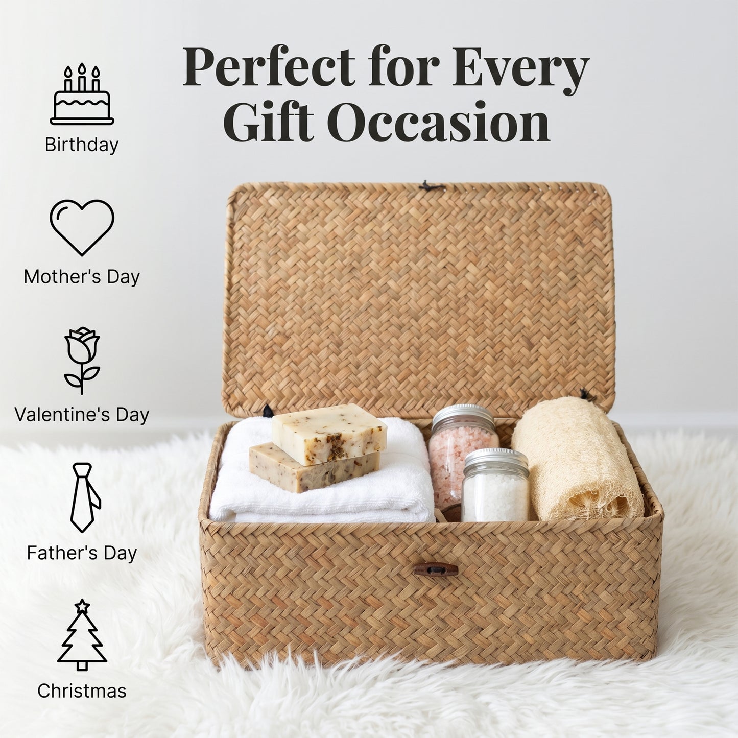 Seagrass Storage Basket Box with Lid