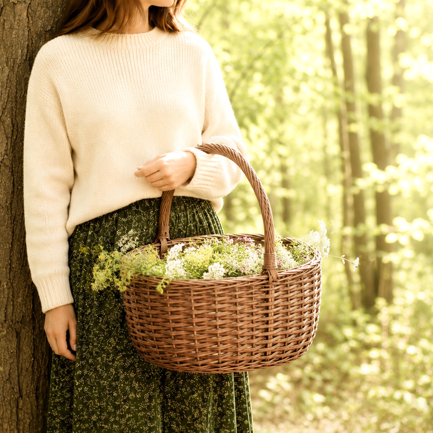 Brown Oval Wicker Picnic Shopper Basket - 2 Sizes