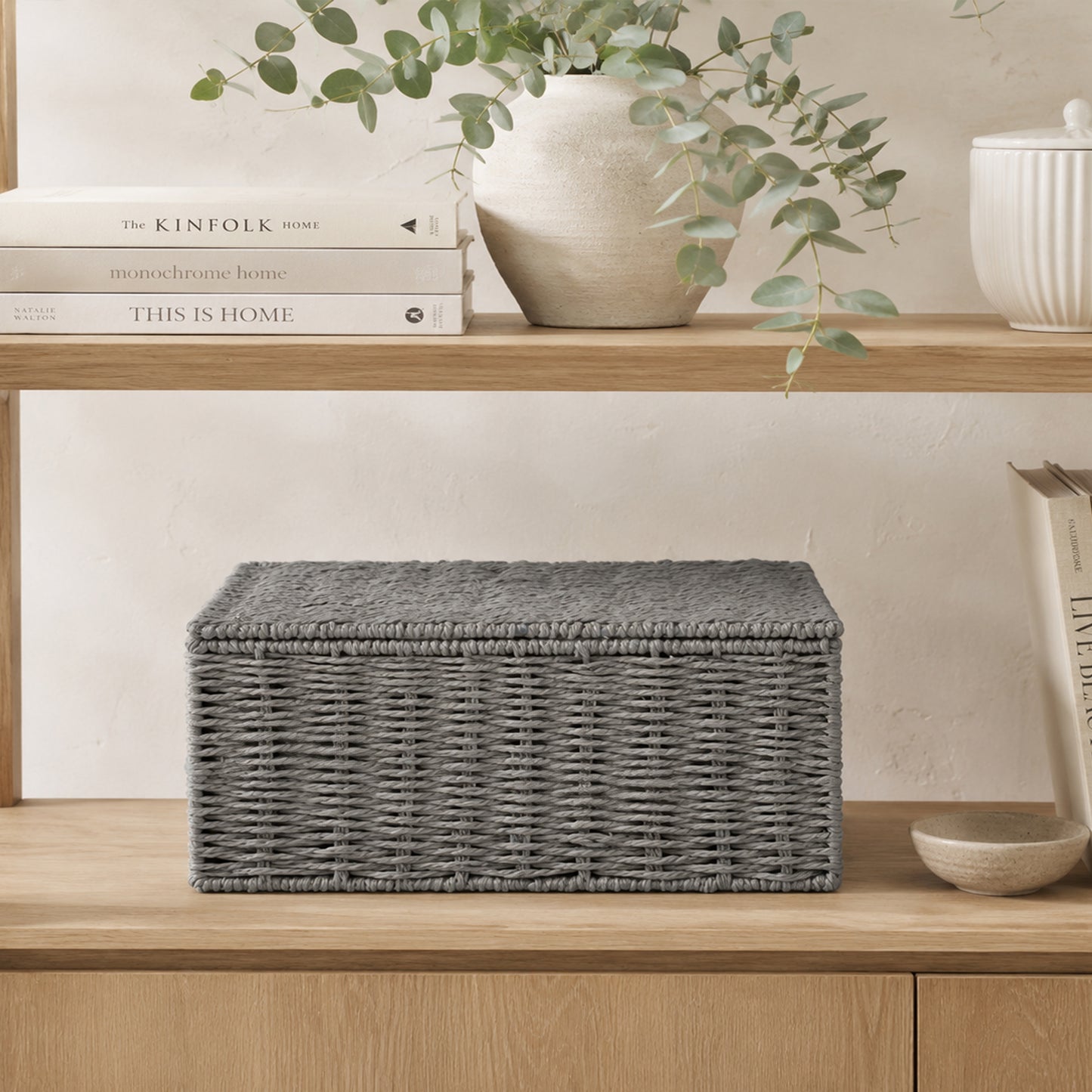 Grey Paper Rope Storage Hamper Basket Box - 3 Sizes