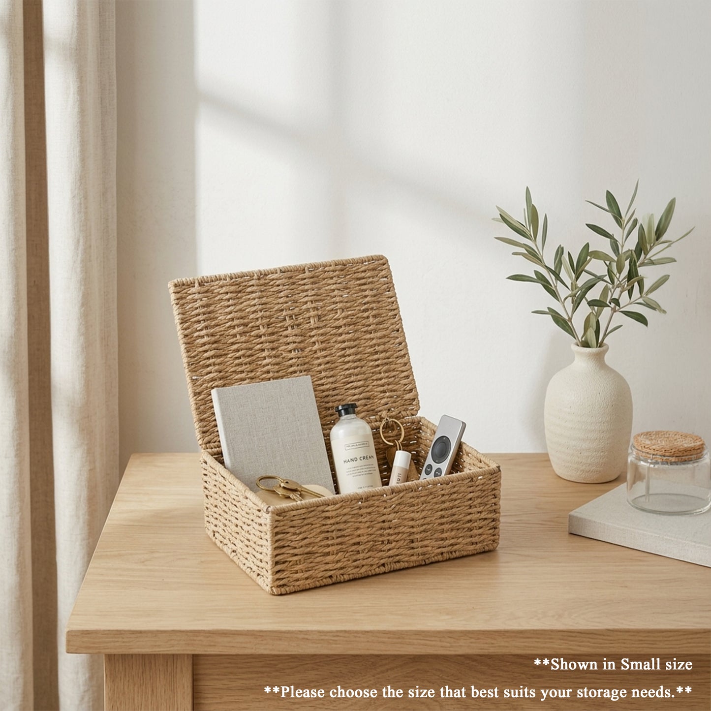 Natural Paper Rope Storage Hamper Basket Box - 3 Sizes