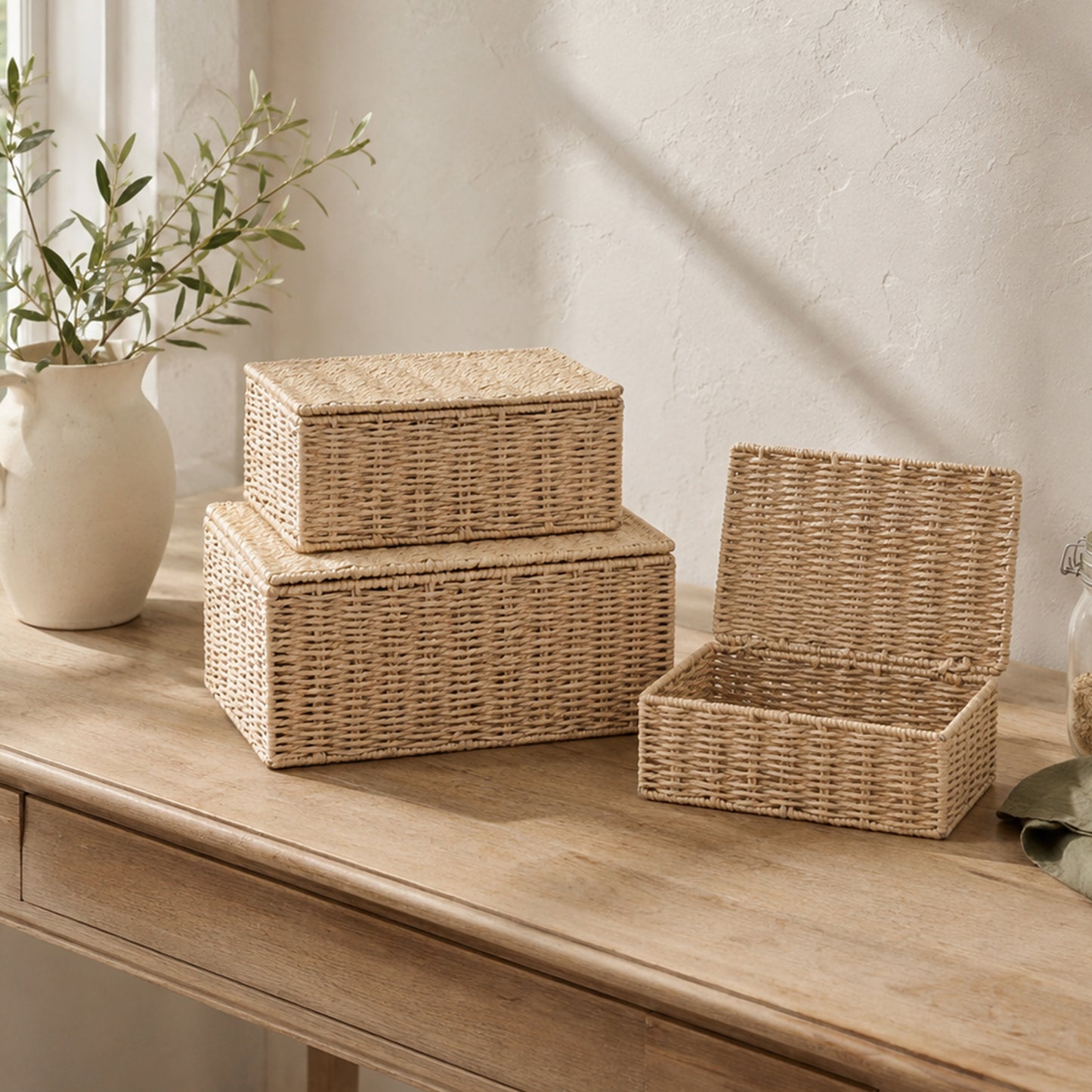 Natural Paper Rope Storage Hamper Basket Box - 3 Sizes