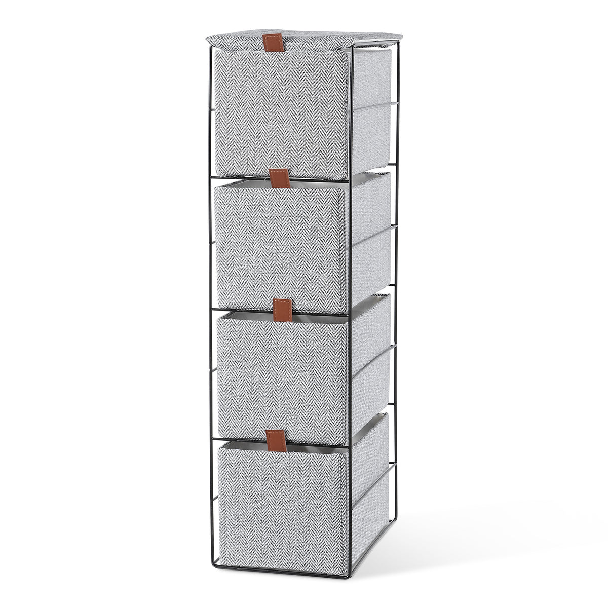 Grey Cotton 4 Drawers Storage Unit