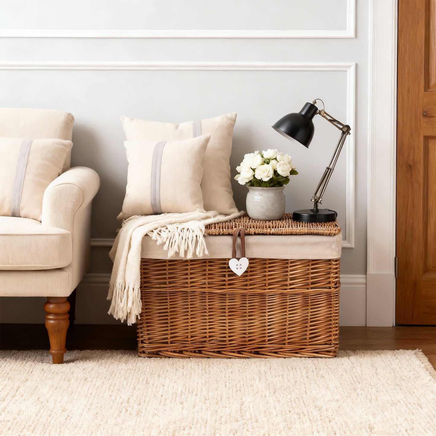 Double Steamed Wicker Storage Hamper Basket with Lining - 4 Sizes