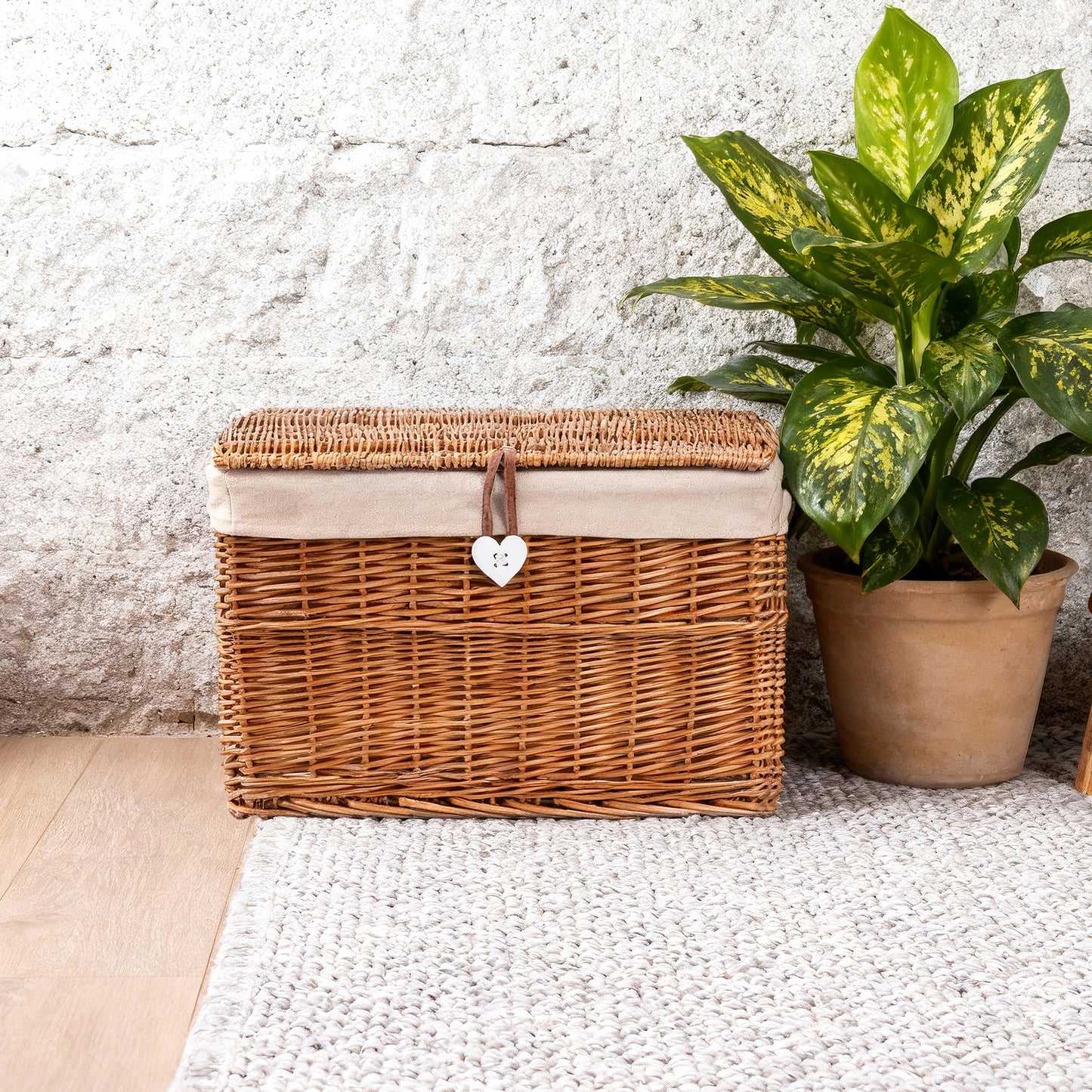 Double Steamed Wicker Storage Hamper Basket with Lining - 4 Sizes