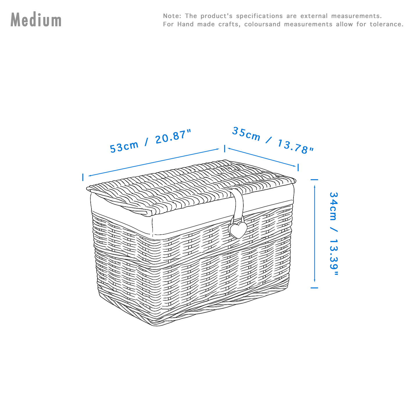 Light Grey Wicker Storage Hamper Basket with Lining - 4 Sizes