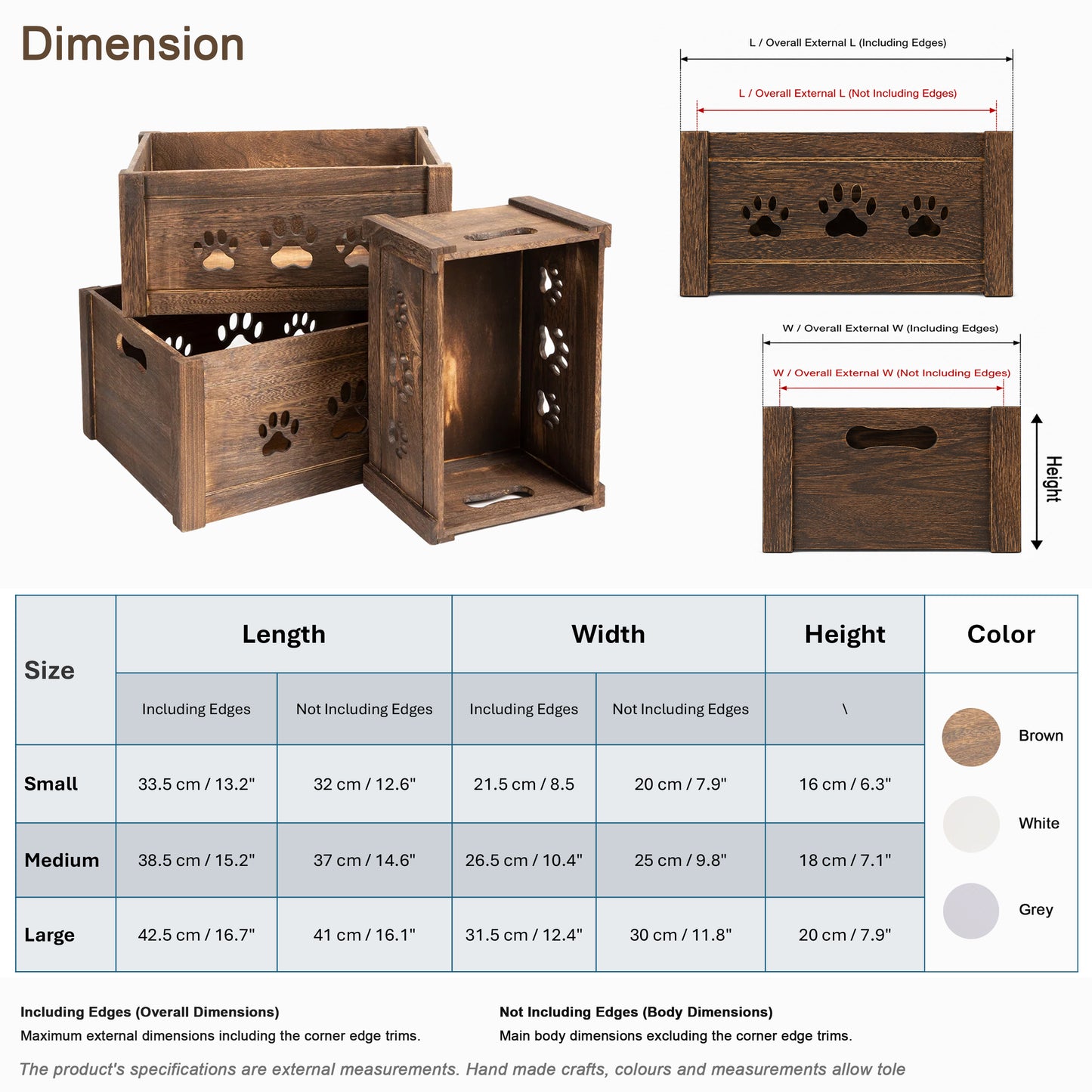 Brown Wooden Dog Toy Storage Box - 3 Sizes