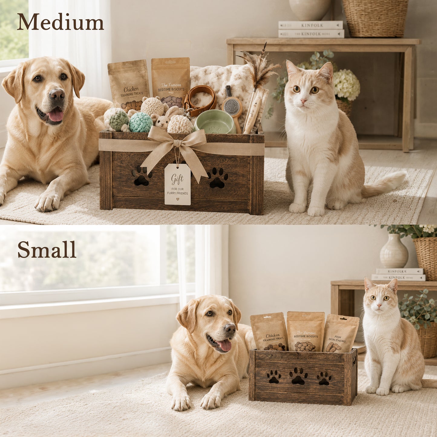 Brown Wooden Dog Toy Storage Box - 3 Sizes