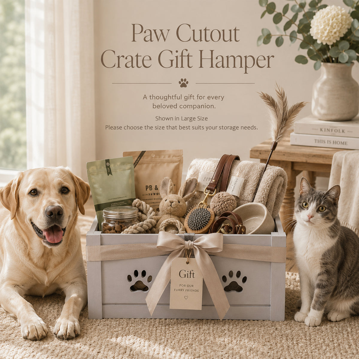 Grey Wooden Dog Toy Storage Box - 3 Sizes