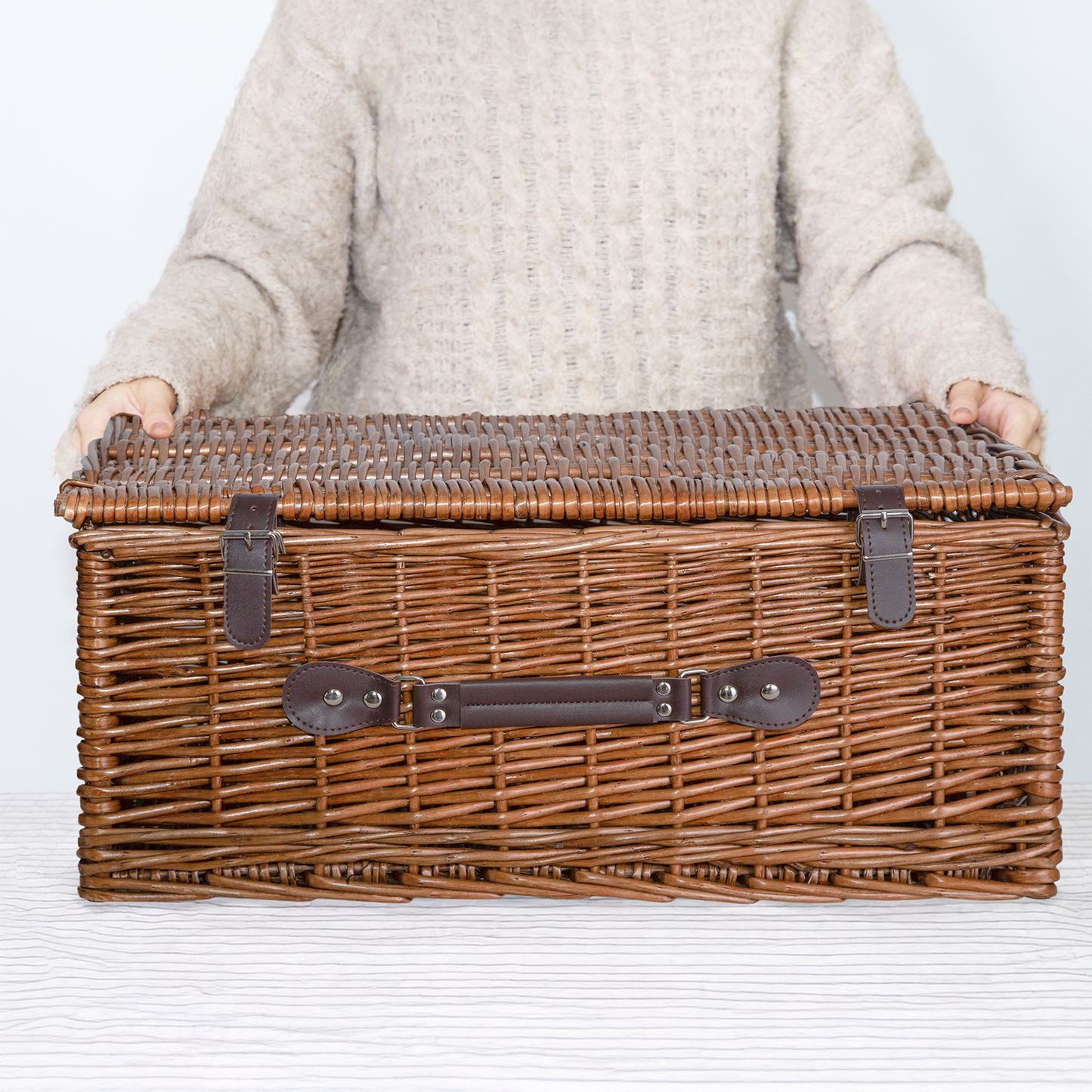 Double Steamed Wicker Storage Hamper Basket - 3 Sizes