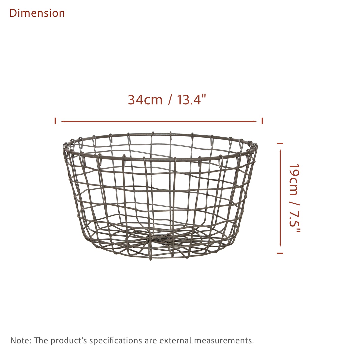 Round Seagrass Edge Metal Wire Basket