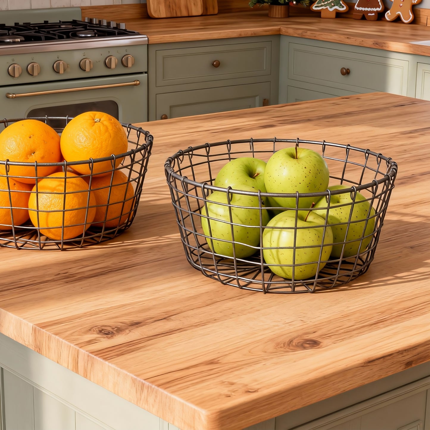 Round Seagrass Edge Metal Wire Basket