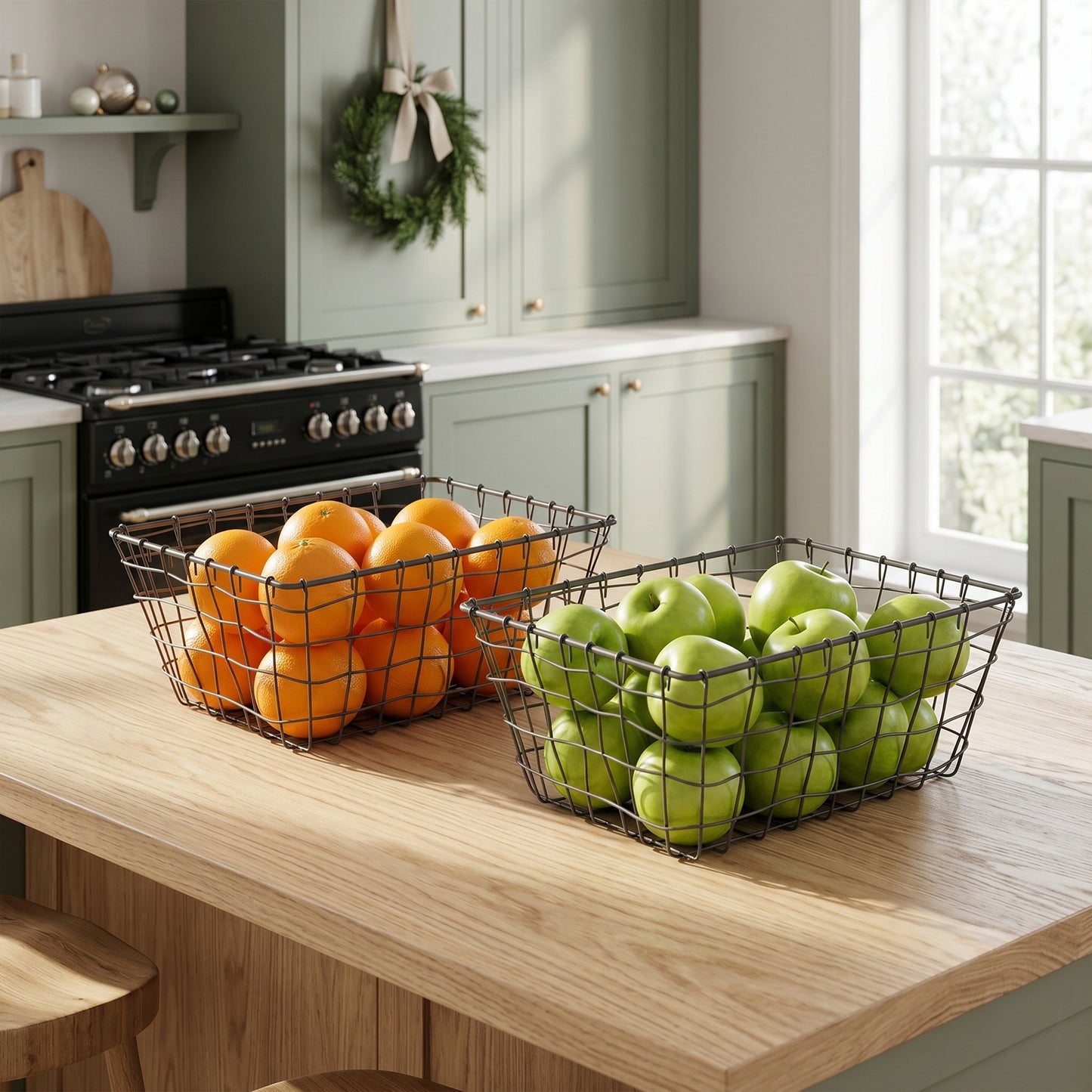 Rectangular Seagrass Edge Metal Wire Basket